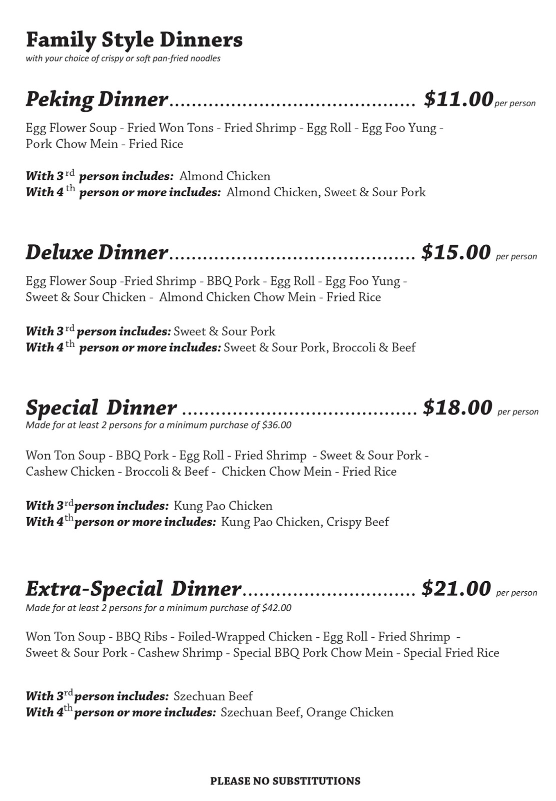 Chop Suey | Peking Restaurant: menu