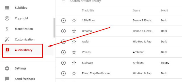 audio library youtube