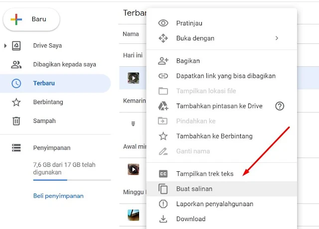 Membuat salinan pada google drive Membuat salinan pada google drive