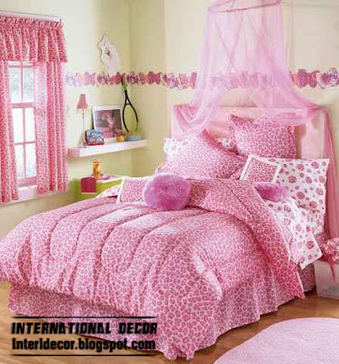 stylish girls pink bedding, modern girls bedroom 2015