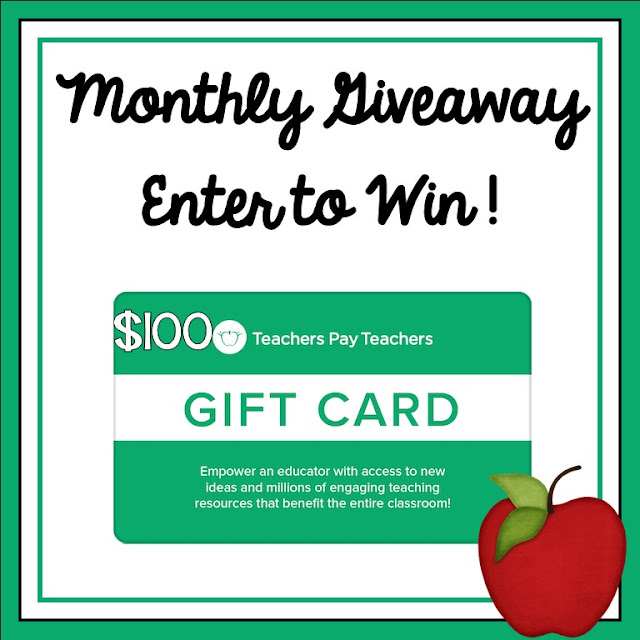 Monthly $100 Teachers pay Teachers Gift Card Giveaway