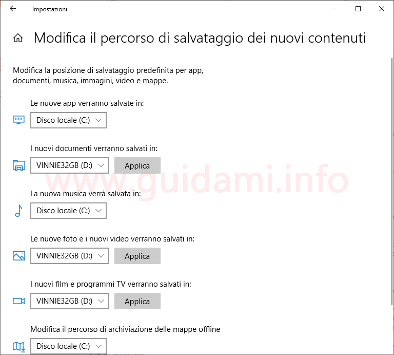 Windows 10 cambiare posizione di salvataggio predefinita di file e app Guidami.info Windows 10 cambiare posizione di salvataggio predefinita di file e app Guidami.info