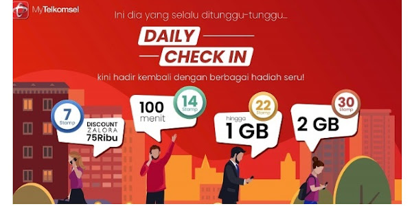  Ikutan Daily Check In Telkomsel dapat pulsa GRATIS 