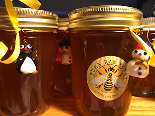 Group of honey jars with beads
