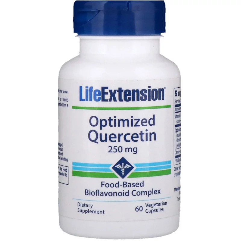 Life Extension, Оптимизированный кверцитин, 250 мг, 60 вегетарианских капсул