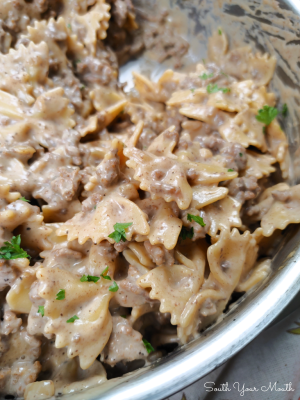 Helpful Hamburger Stroganoff - A family-size recipe for ground beef stroganoff like homemade Hamburger Helper that’s quick, easy and surprisingly delicious!