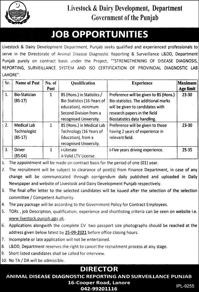 LIVESTOCK AND DAIRY DEVELOPMENT JOBS 2021