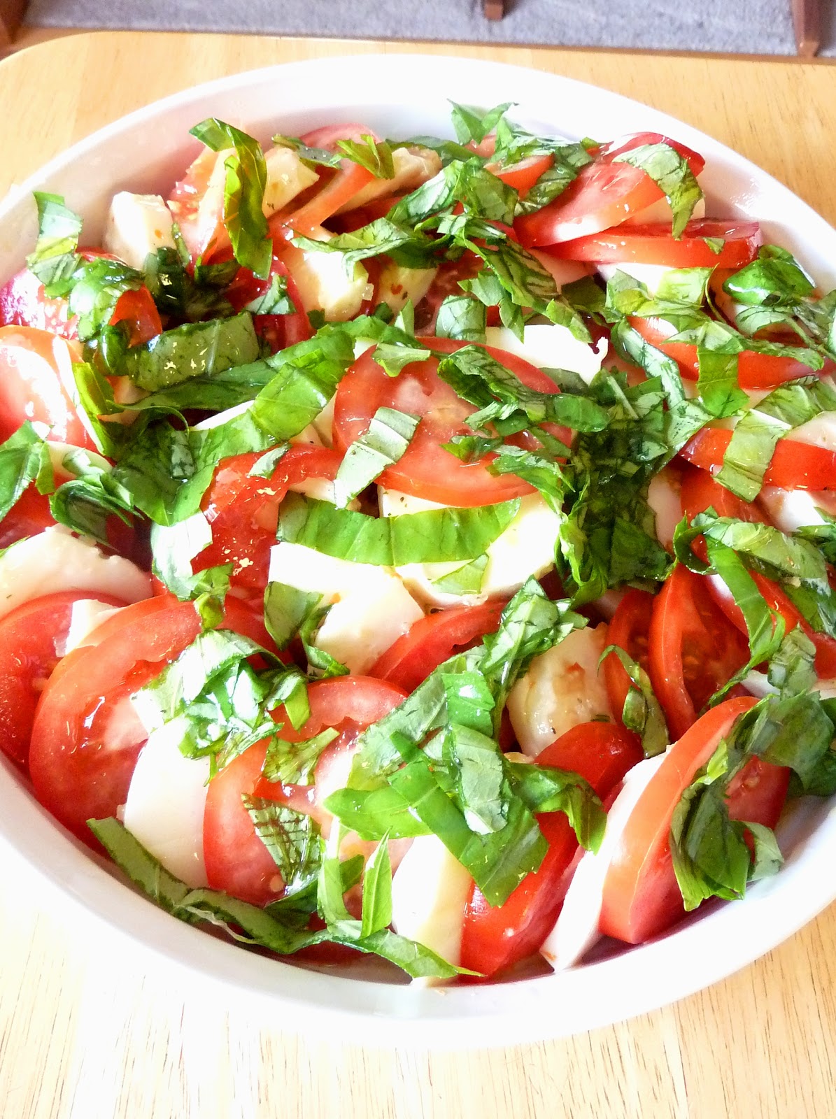 Dinner with Denise Insalata Caprese with infused Olive Oil
