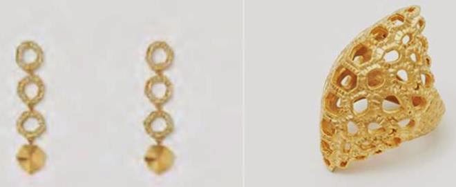 Isharya's Goddess Link Dangle Earrings and Croc Scale Ring