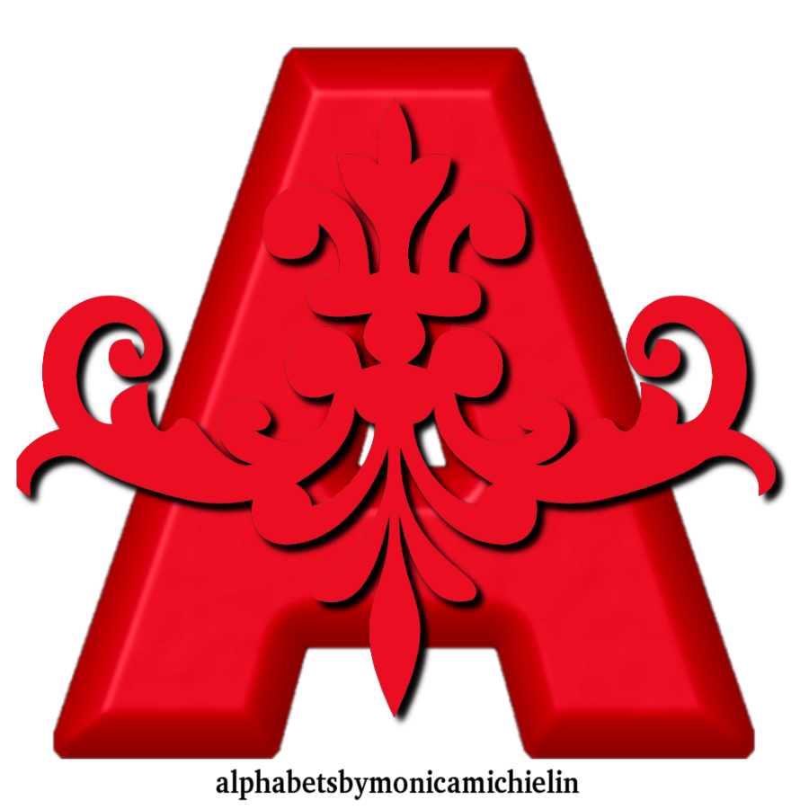 M. Michielin Alphabets: RED ORNAMENT ALPHABET, ALFABETO ORNAMENTO VERMELHO