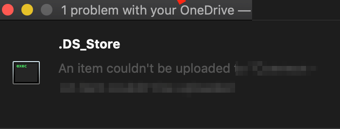 OneDrive прекращает синхронизацию — отображается ошибка синхронизации .ds_store