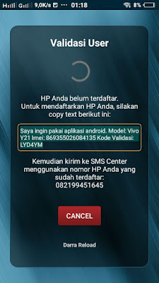 cara validasi android darra reload