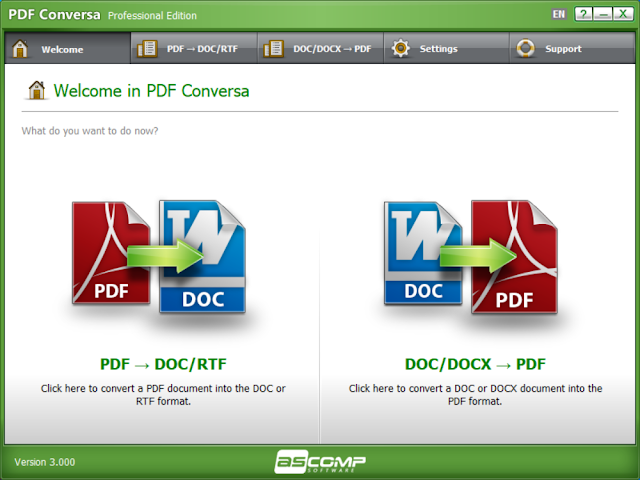 برنامج تحويل ملفات الكتب الألكترونية إلى وورد وبالعكس مفعل تلقائياً PDF Conversa Professional 3.000 PDF To Word Activated
