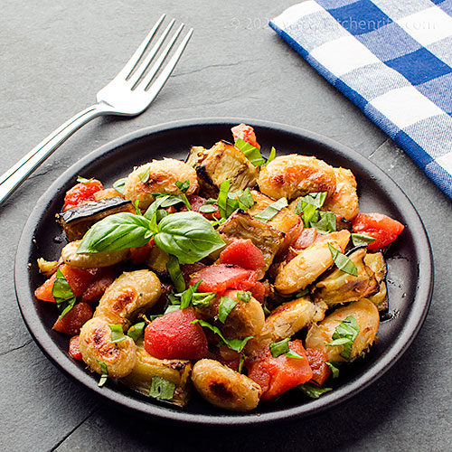 Kitchen Riffs Roast White Beans and Eggplant with Tomato