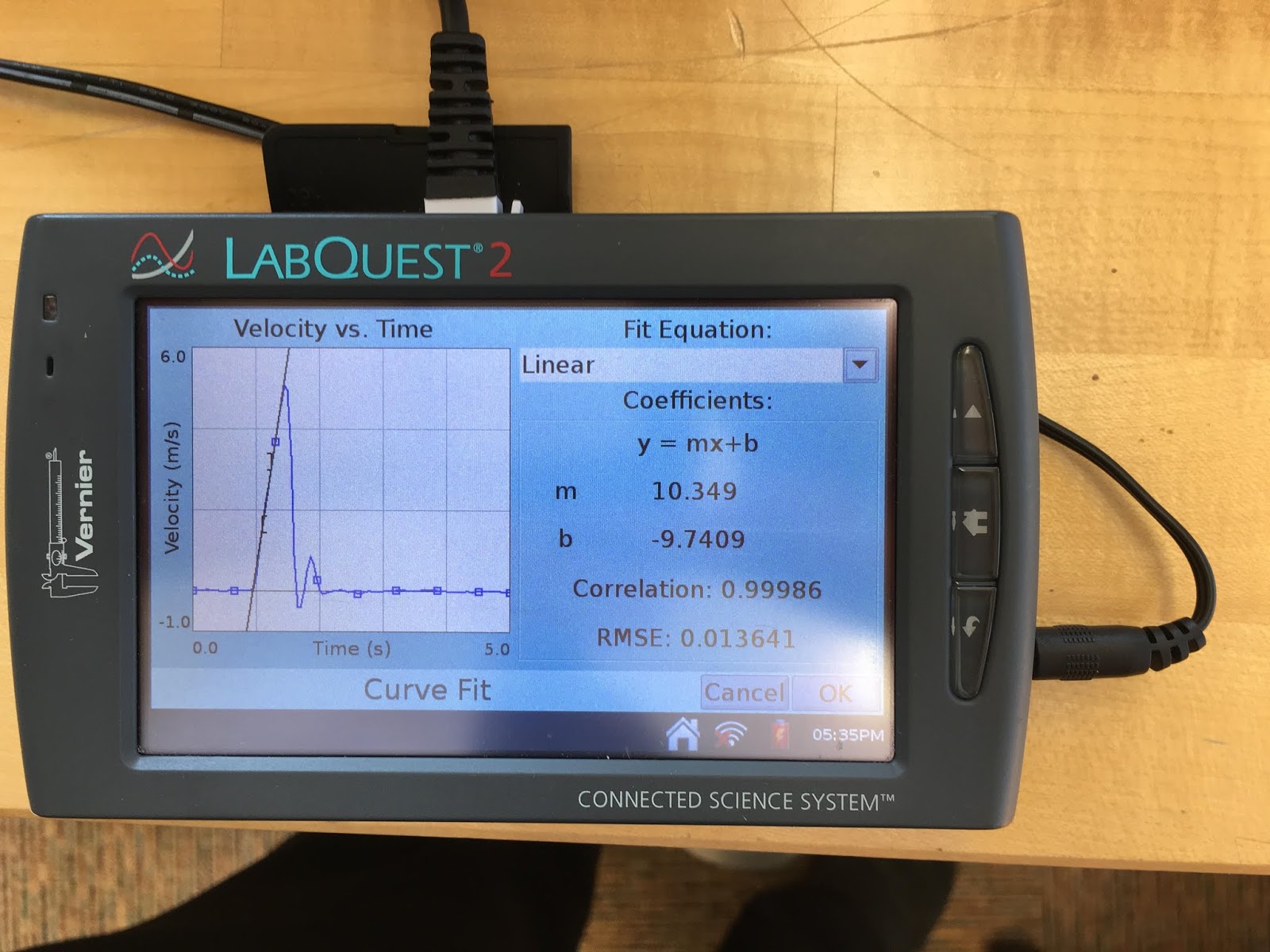 Jacobs Physics Nice freefall data with a motion detector