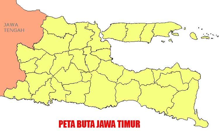 Peta Jawa Timur lengkap HD dengan 29 nama kabupaten dan 9 kota