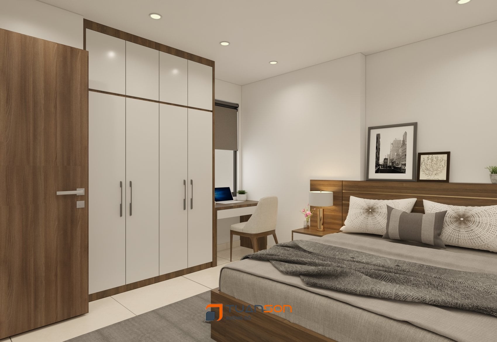Thiết kế nội thất căn hộ 2 phòng ngủ (54m2) IEC Thanh Trì Thiết kế nội thất căn hộ 2 phòng ngủ (54m2) IEC Thanh Trì