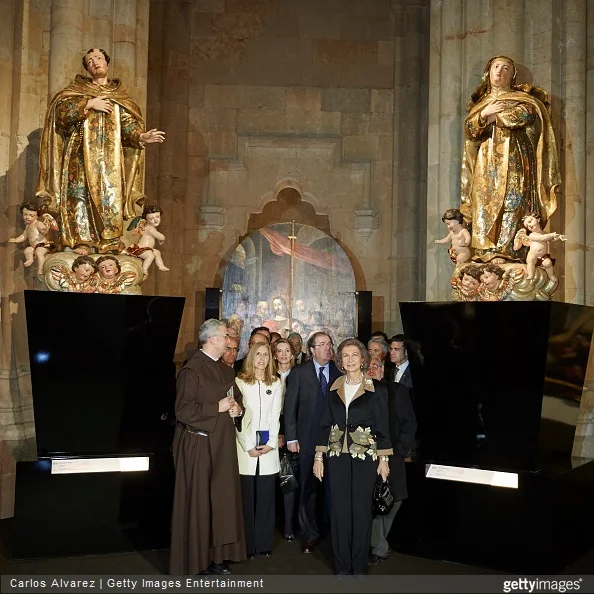 Queen Sofia visited the Basilica of Santa Teresa on March 23, 2015 in Alba de Tormes, Salamanca, Spain. 