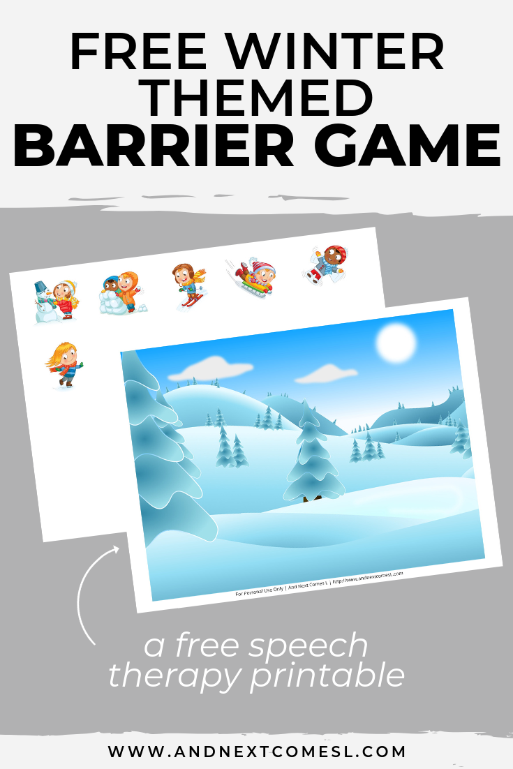 Free speech therapy barrier game: winter themed