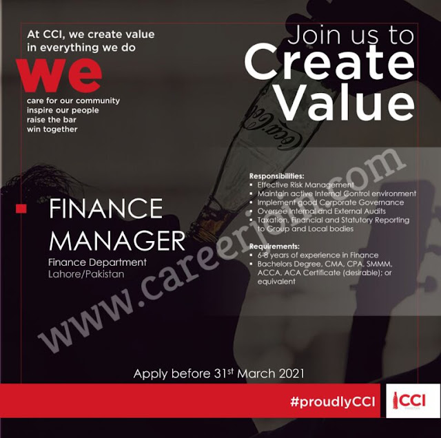CocaCola Icecek Pakistan Jobs Finance Manager 2021