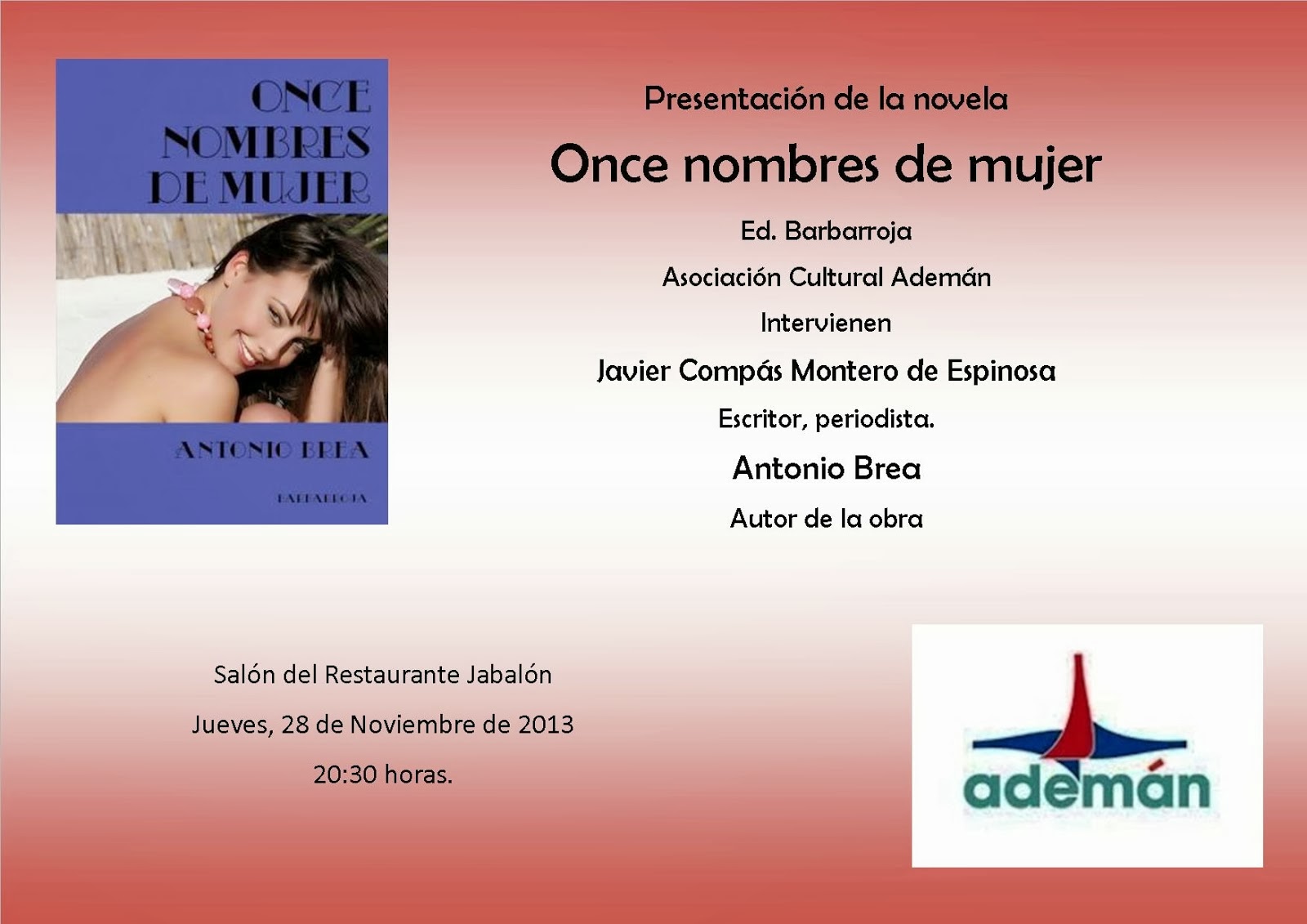 Presentación de la última novela de Antonio Brea