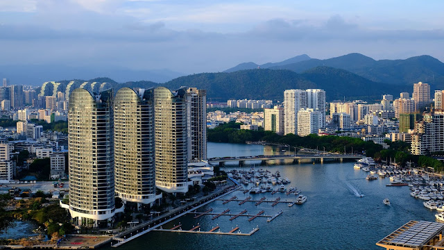 Aerial view, City, Buildings, Skyscrapers, River Aerial view, City, Buildings, Skyscrapers, River