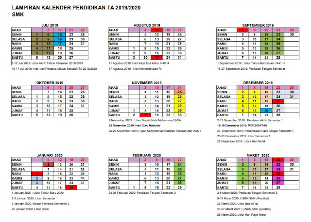 Kalender Pendidikan Tahun Ajaran 2019/2020 Provinsi Yogyakarta