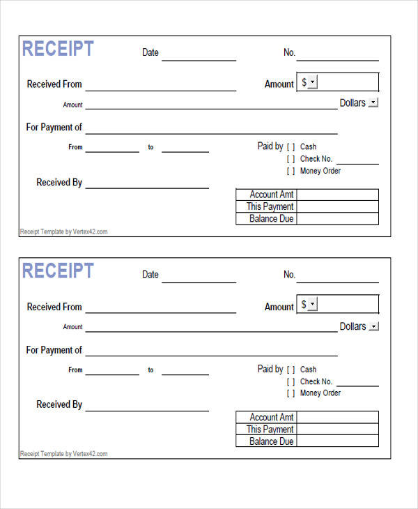 Free Printable Rent Receipts Forms
