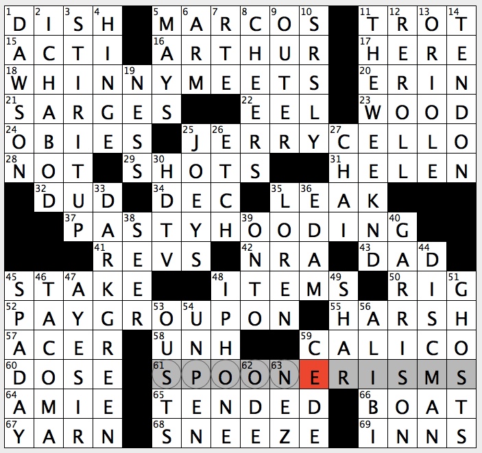 0604-18 NY Times Crossword Answers 4 Jun 2018, Monday 