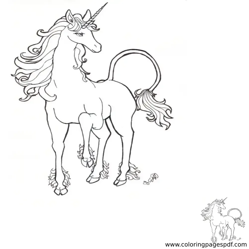 Coloring Page Of A Tall Unicorn