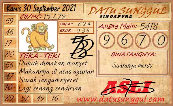 Prediksi Datu Sunggul SGP Kamis 30 September 2021