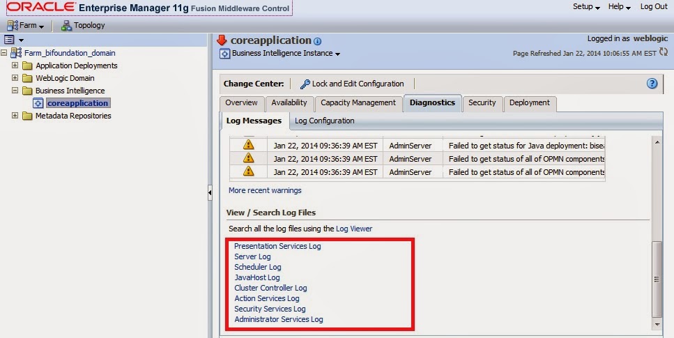 Oracle Business Intelligence: OBIEE 11g Log Files and Configuration
