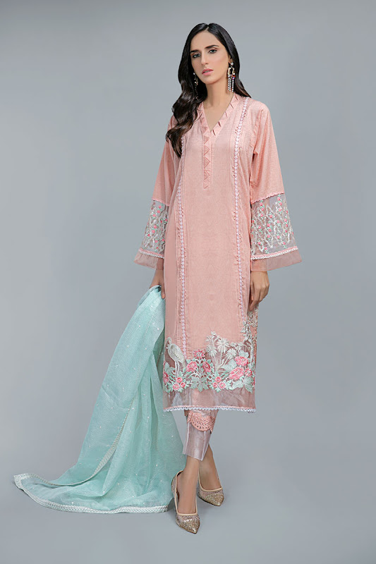 Maria B lawn suit peach color