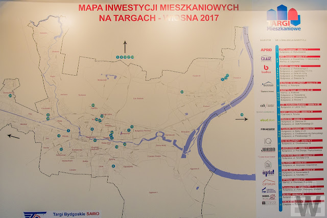 Mapa inwestycji zaprezentowanych podczas targów mieszkaniowych wiosna 2017 w Bydgoszczy
