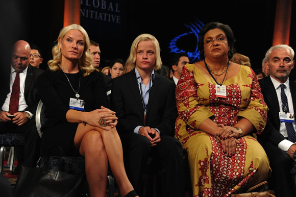 Crown Princess Mette Marit and Marius attended  the 2012 Clinton Global Initiative annual meeting