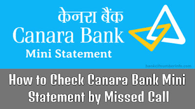 Canara Bank Mini Statement by Missed call