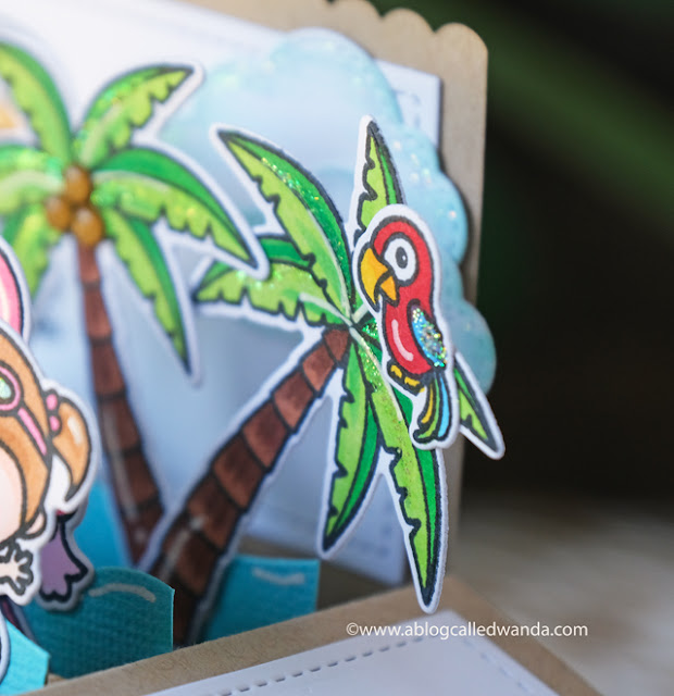 Sunny Studio Stamps: Fabulous Flamingos Coastal Cuties Sending Sunshine Fluffy Clouds Summer Themed Pop Up Card by Wanda Guess