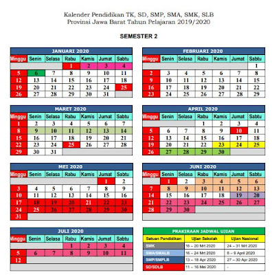 Kalender Pendidikan Tahun Ajaran 2019/2020 Provinsi Jawa Barat