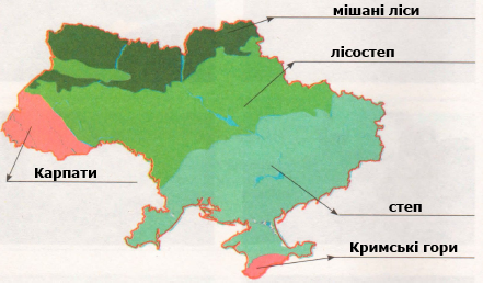 Карта природных зон украины