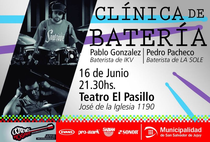 cartel clinica de bateria en jujuy el 16 de junio de 2016
