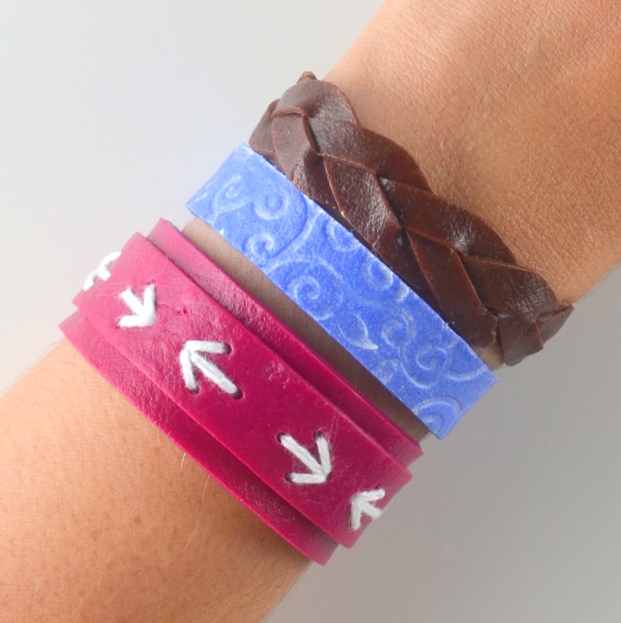 pulseras fimo leather effect