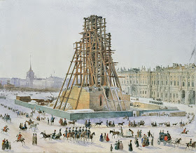 The Alexander Column in scaffolds by Grigory Gagarin, 1832