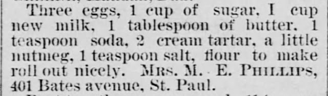 Unnamed cake recipe (No. 3) (with nutmeg), The Saint Paul Globe of Saint Paul Minnesota on July 10, 1887, and posted by USA Today Bestselling Author Kristin Holt.