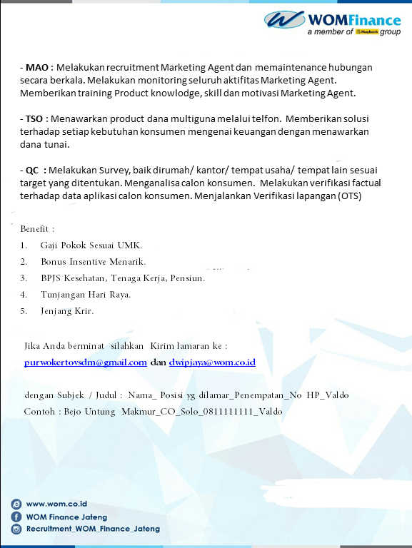 Surat Lamaran Wom Finance