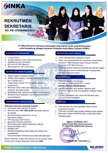 Loker PT. INKA  Bulan Oktober 2017