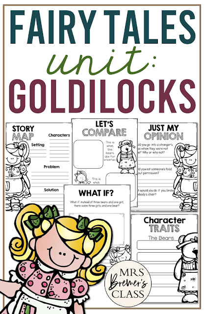 Goldilocks Fairy Tales activities unit with Common Core aligned literacy companion activities for First Grade and Second Grade