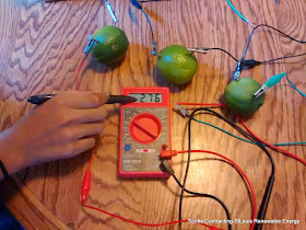 Measuring Fruit Battery Electrical Current with Multi Meter