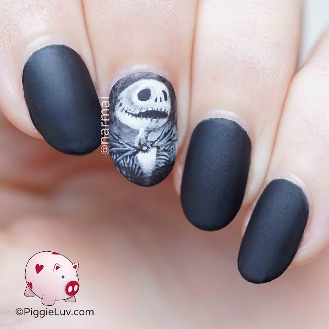 PiggieLuv: Jack Skellington nail art for Halloween