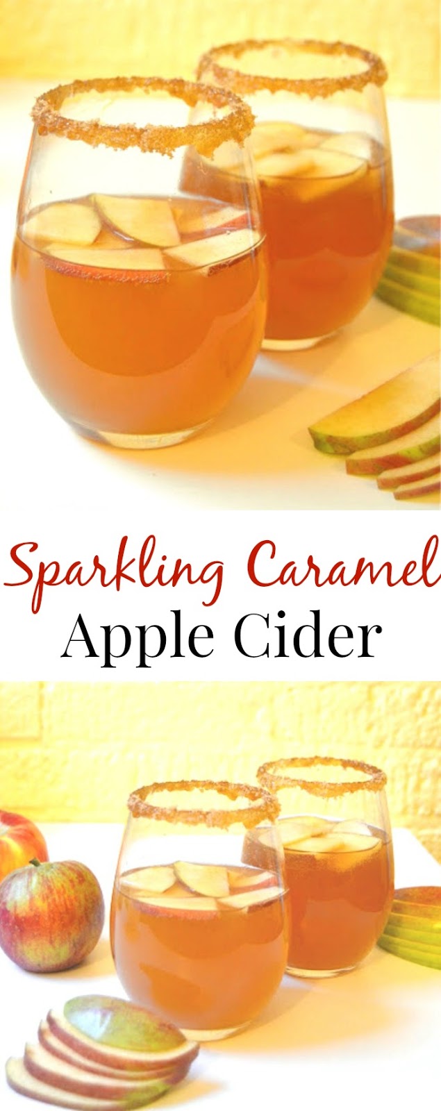 This 5-minute-or-less caramel apple cider cocktail is perfect for any fall day with a caramel-brown sugar rim for sweetness! www.nutritionistreviews.com