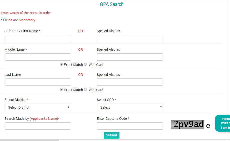 GPA Document Search Telangana